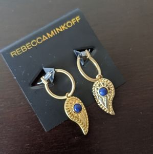 REBECCA MINKOFF Gold Tone Paisley Mini Hoops
